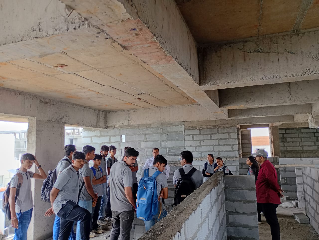 Photos of 3rd semester diploma in civil engineering students visited silver nest construction site