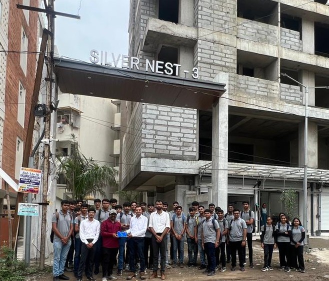Photos of 3rd semester diploma in civil engineering students visited silver nest construction site