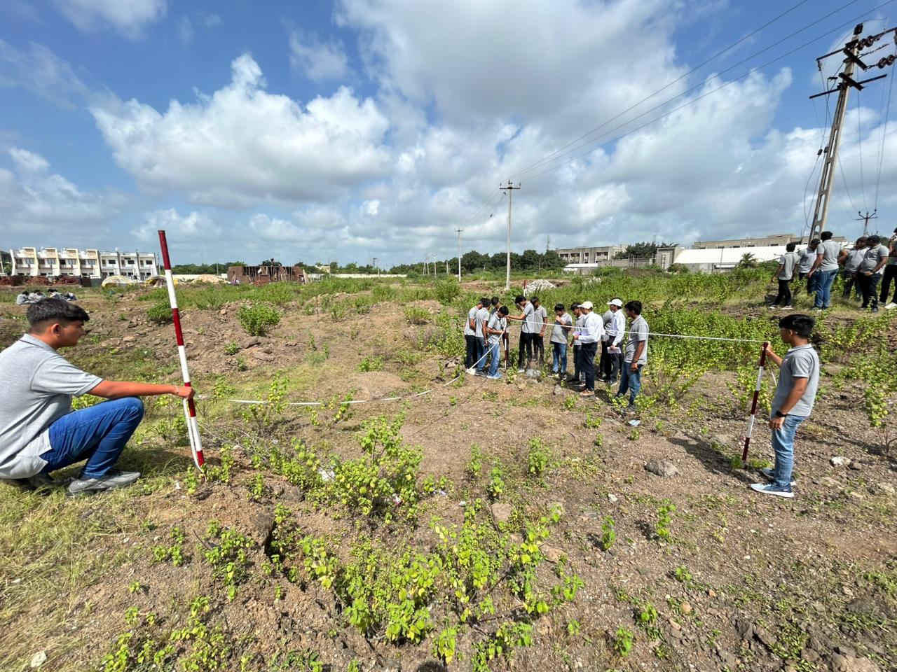 Photos of 3rd semester diploma in civil engineering students performed contour survey