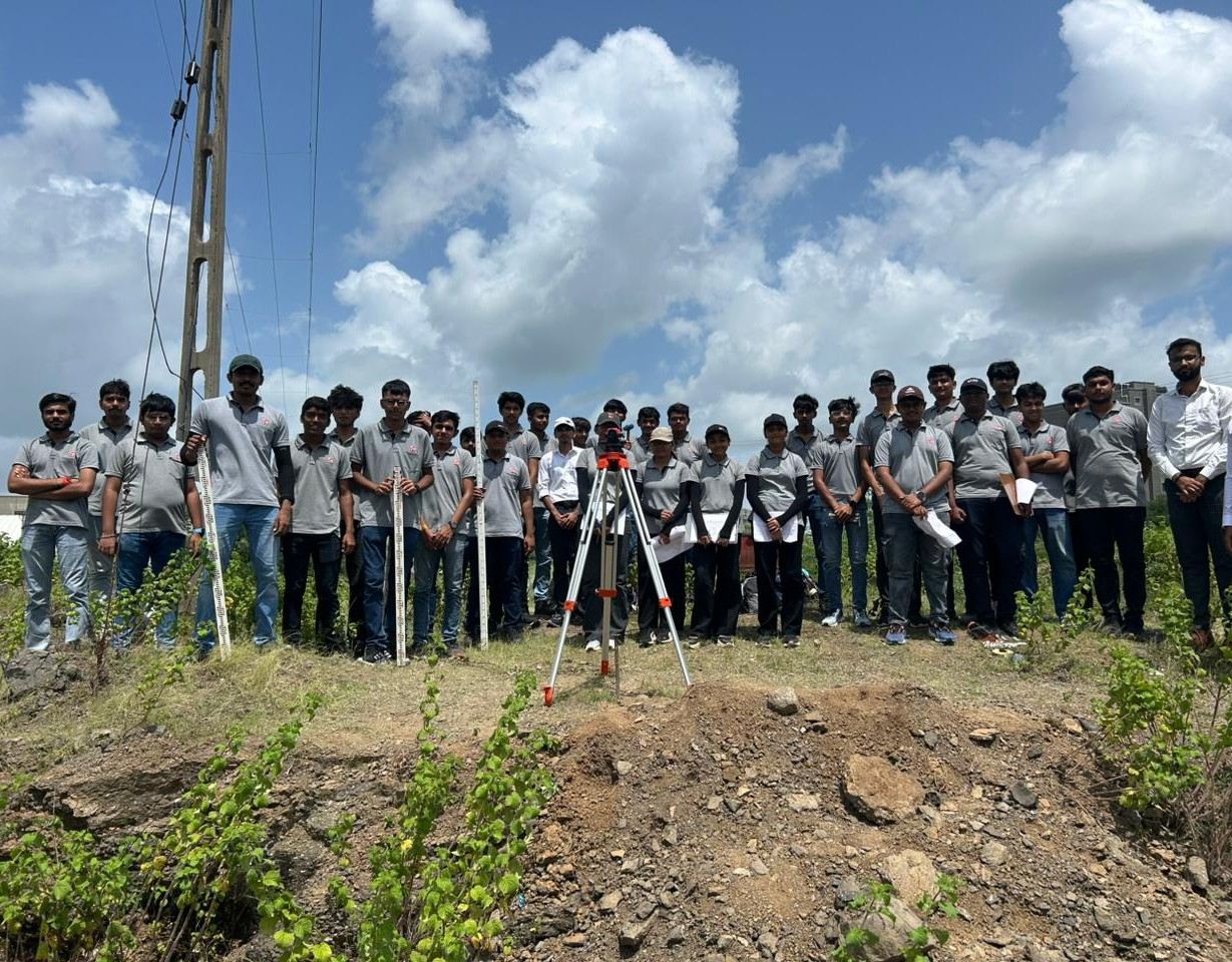 Photos of 3rd semester diploma in civil engineering students performed contour survey
