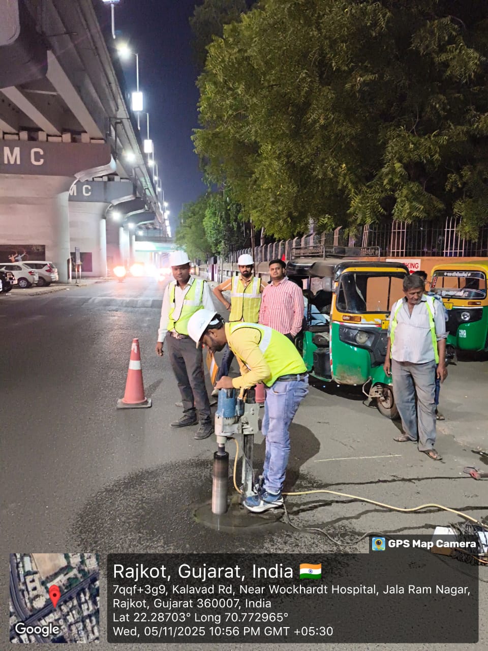 Photos of Bituminous Re-Carpeting and Thickness Designing Survey Work at Ward No. 8