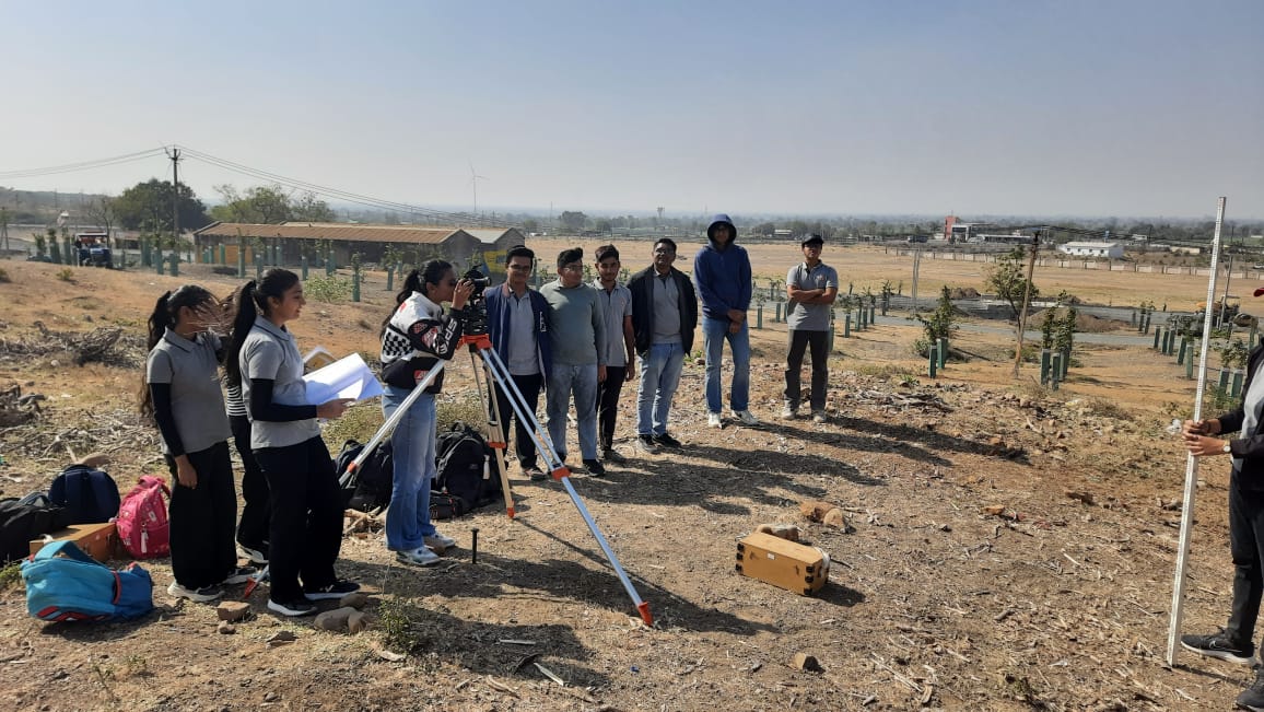 Photos of 4th-semester students performed tacheometry survey